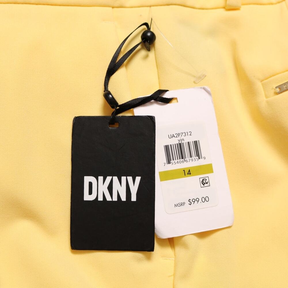 DKNY Essex Slim Ankle Pants Yellow Stretch Dress Trouser Workwear Modern Size 14 - Picture 7 of 13